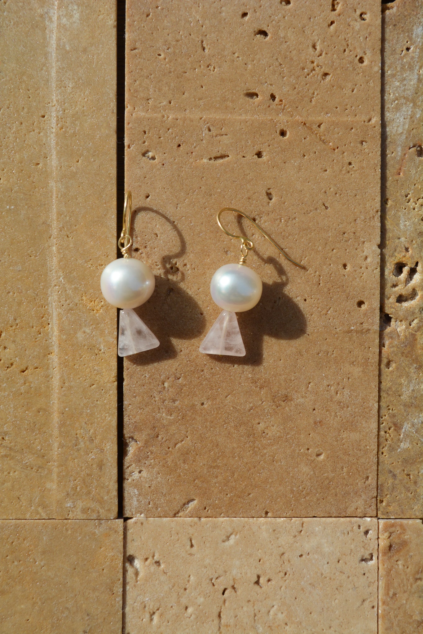 Pearl and Rose Quartz earrings
