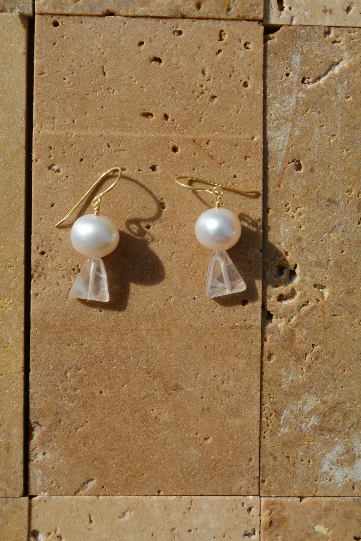 Pearl and Rose Quartz earrings