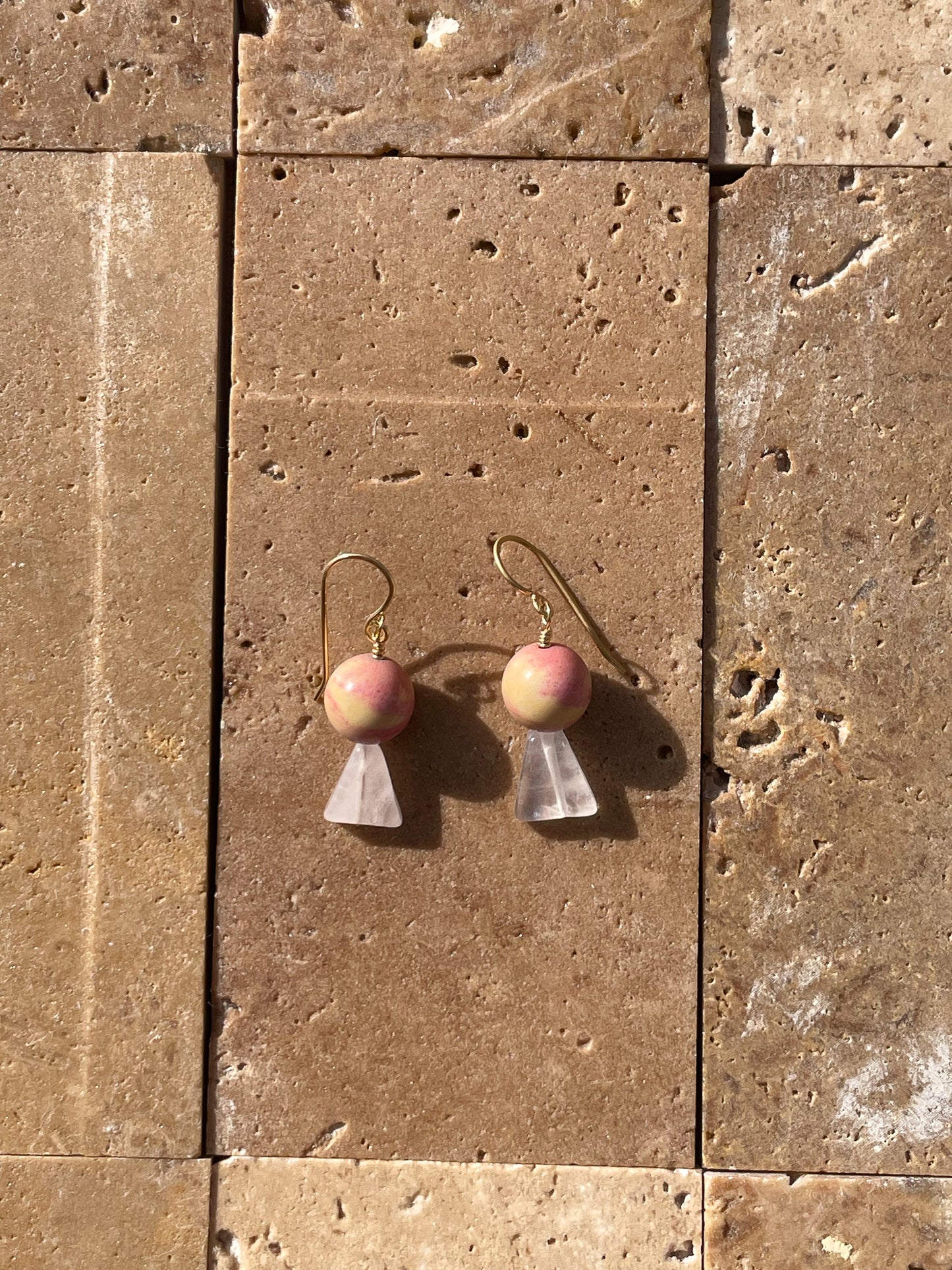 Rainbow Agate and Rose Quartz earrings