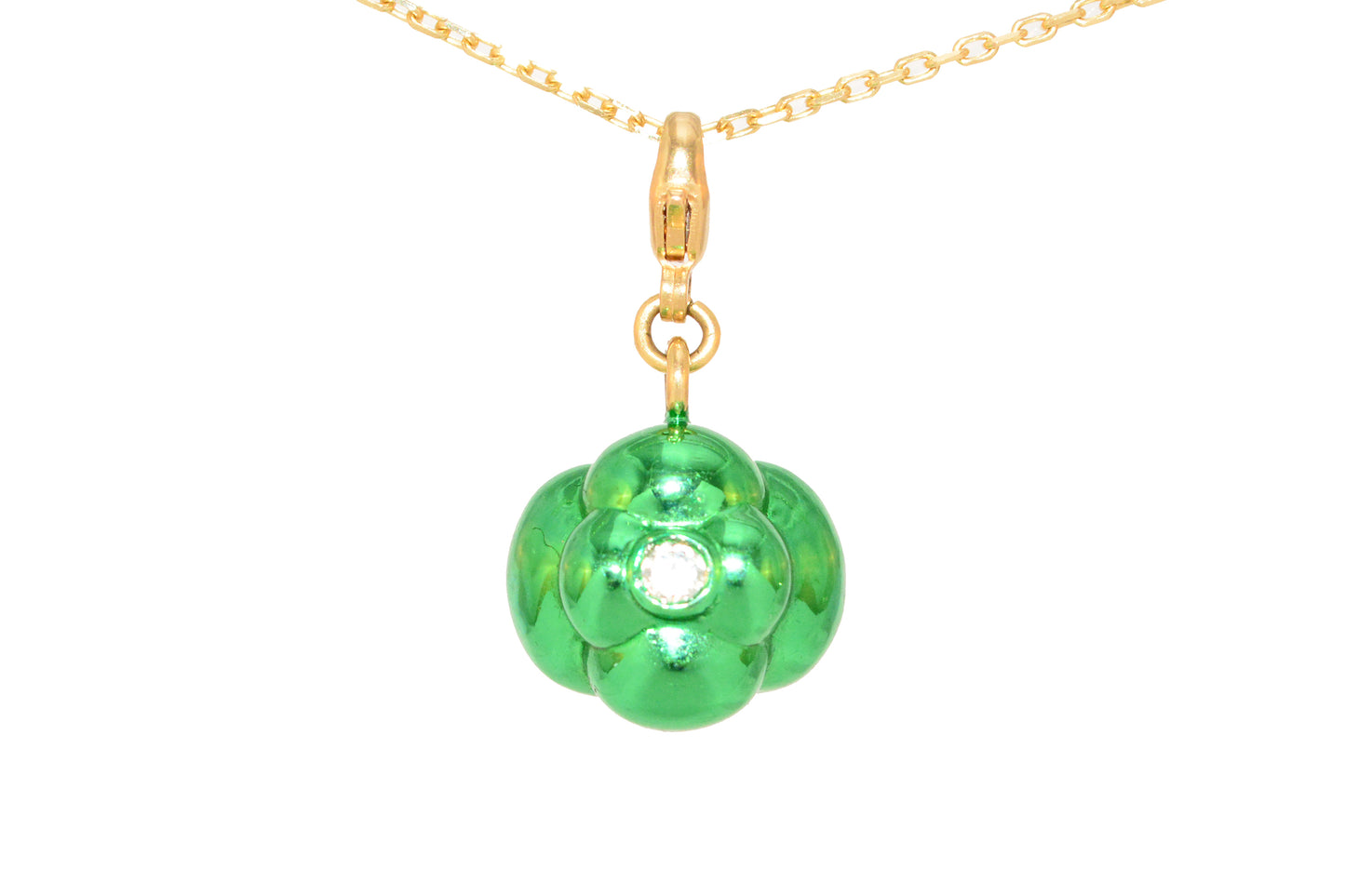 15mm Emerald Halo Necklace