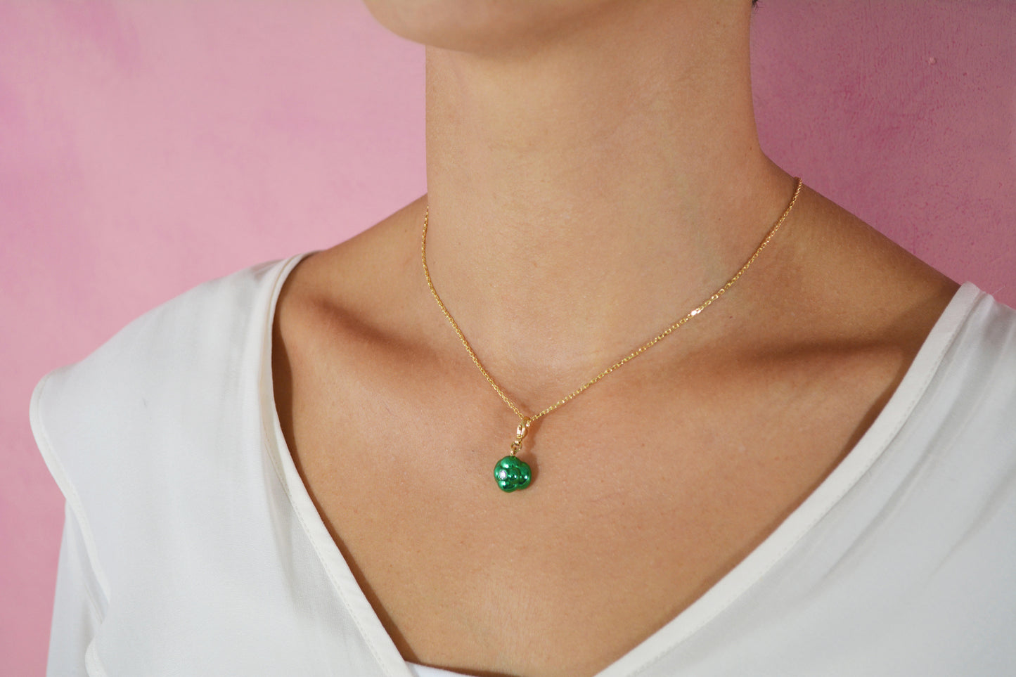 12mm Emerald Halo Necklace