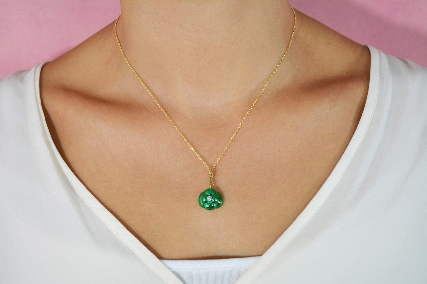 15mm Emerald Halo Necklace